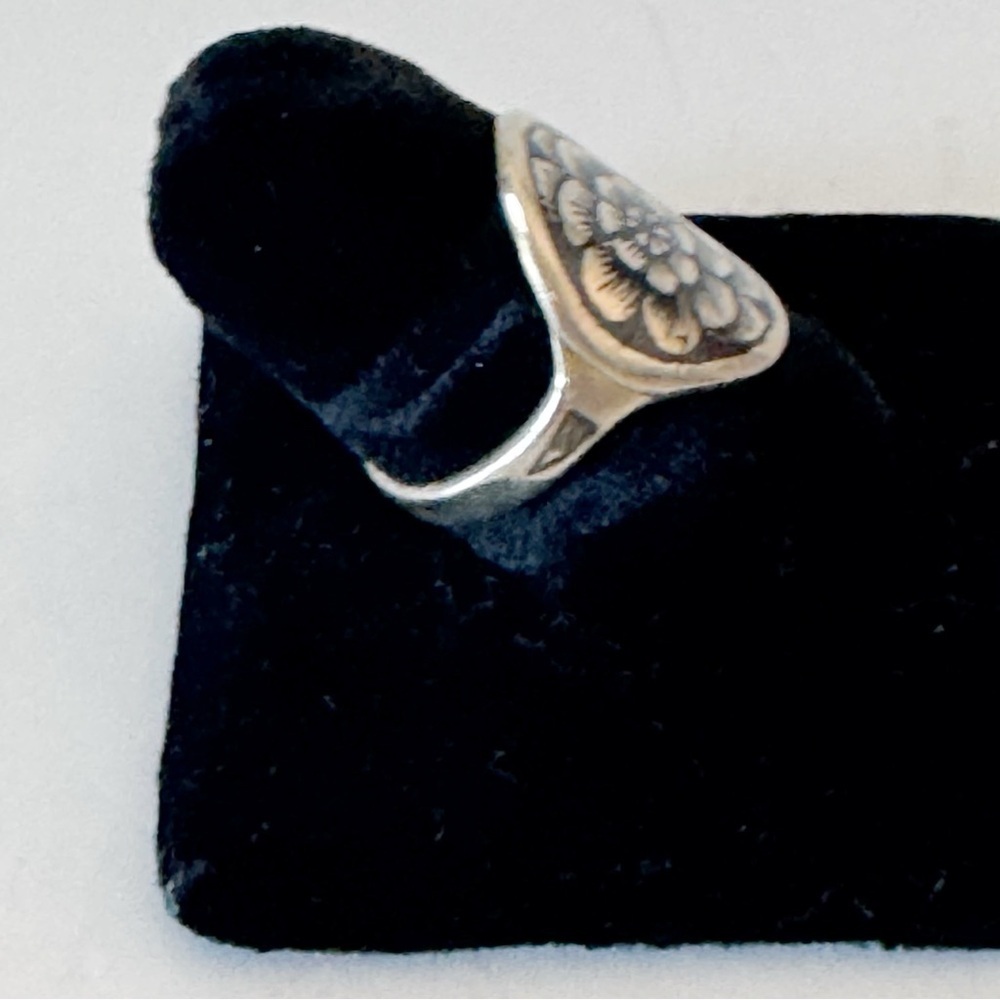 Russia Soviet Era Vintage 1950-60s 875 Silver Niello Ring Black Floral Sz 7 - Picture 4 of 9